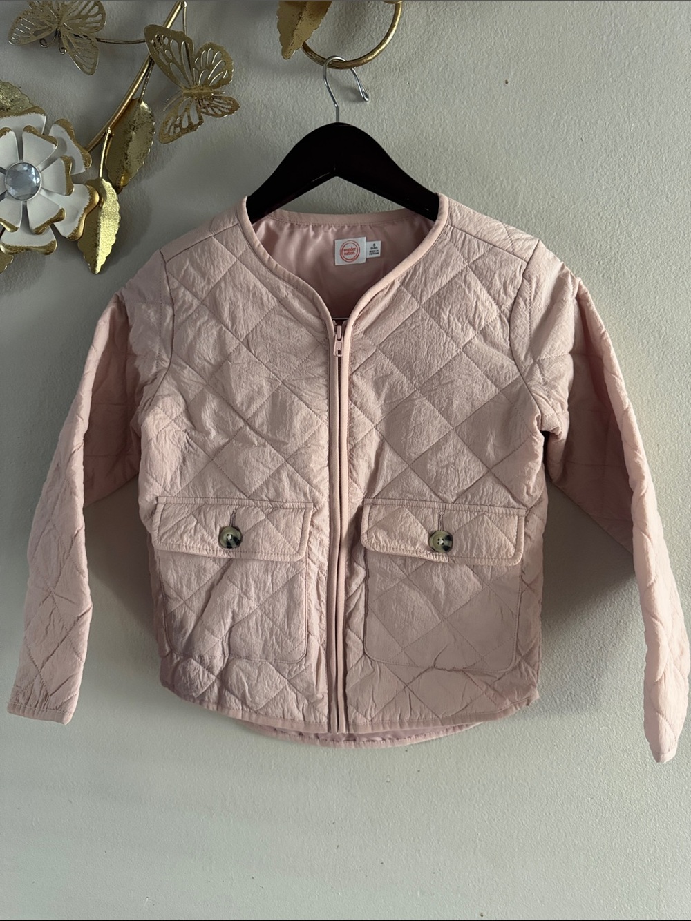 wonder nation Quilted Light Pink Zip-Front Puffer Jacket